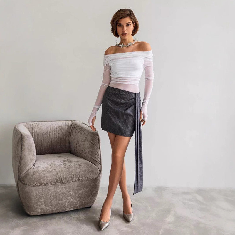 Women  Mesh Off Shoulder Top S - Blouse Off Shoulder review and price