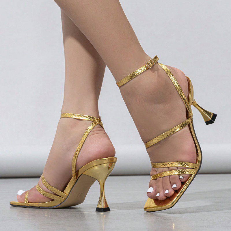 Sexy Snake Print Leather Ankle - Sandal Strappy Heeled review and price