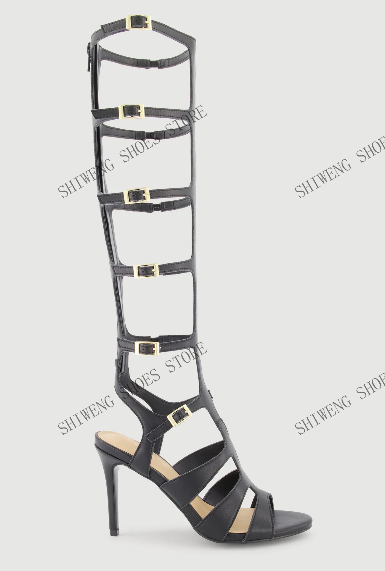 2026 Women's Knee-High Faux Cr - Sandal Strappy Heeled review and price