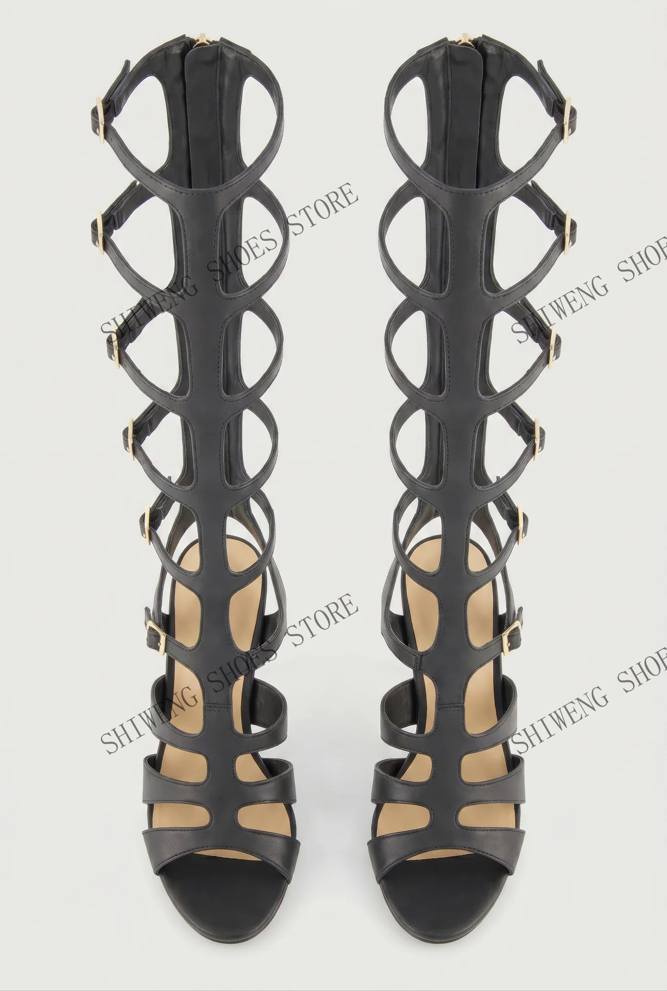 2026 Women's Knee-High Faux Cr - Sandal Strappy Heeled review and price