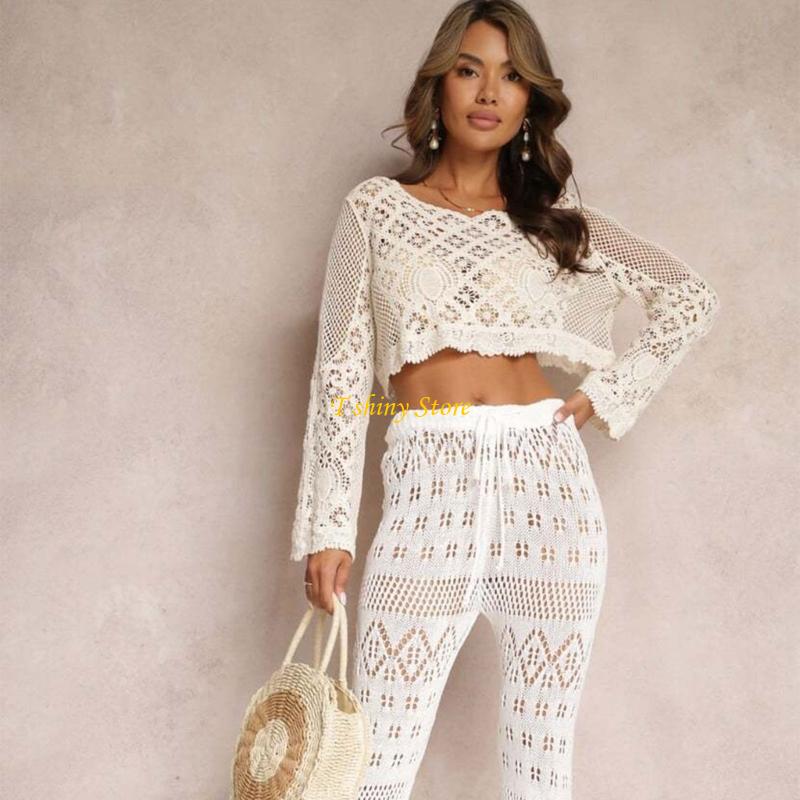 N58F Women's Crochet Lace Pull - Crop Top Crochet review and price