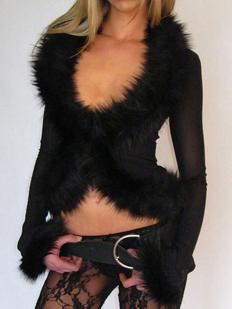 Black Sexy Sheer See Through C - Crop Top Crochet review and price
