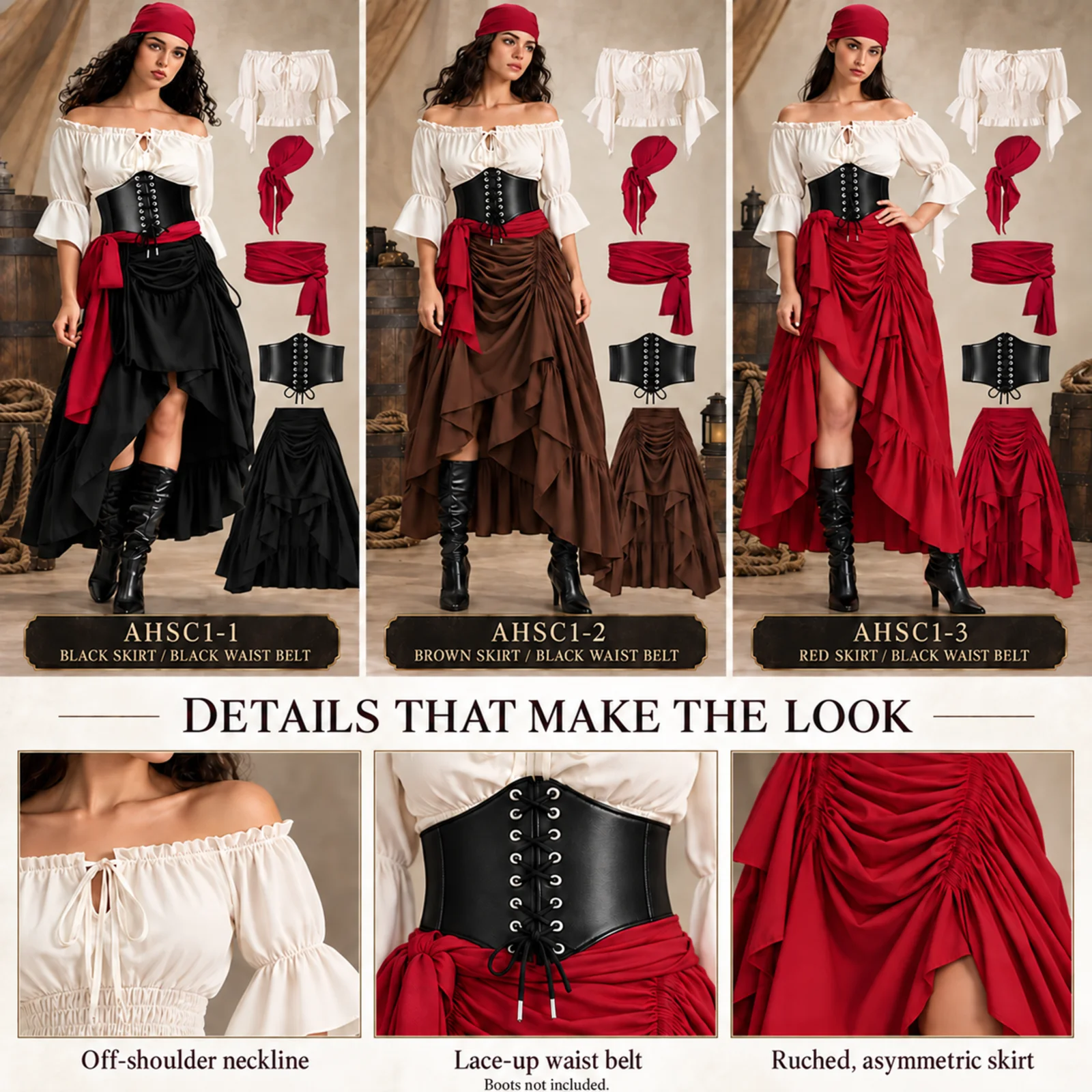 Women Pirate Costume Set Blous - Blouse Off Shoulder review and price