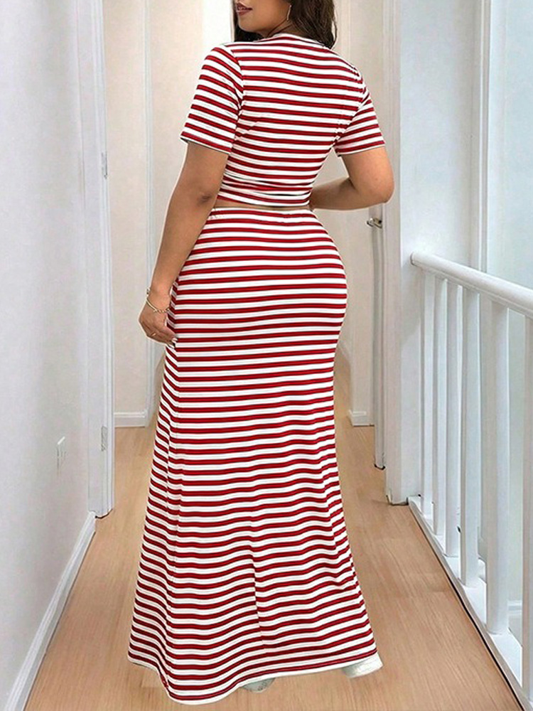 GIBSIE Plus Size Striped O-Nec - Crop Top Crochet review and price